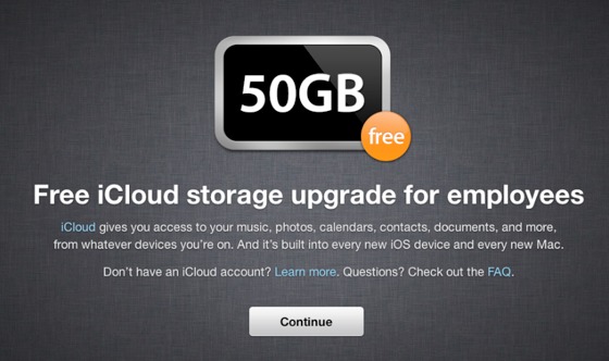 free icloud storage for apple employees